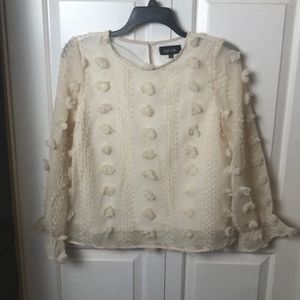 Flower Fab’rik ruffle top with sheer sleeves Size M NWOT